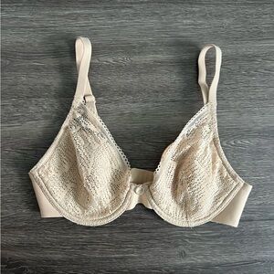 Chantelle Lingerie Erika Lace Plunge Lightweight Bra in Tan